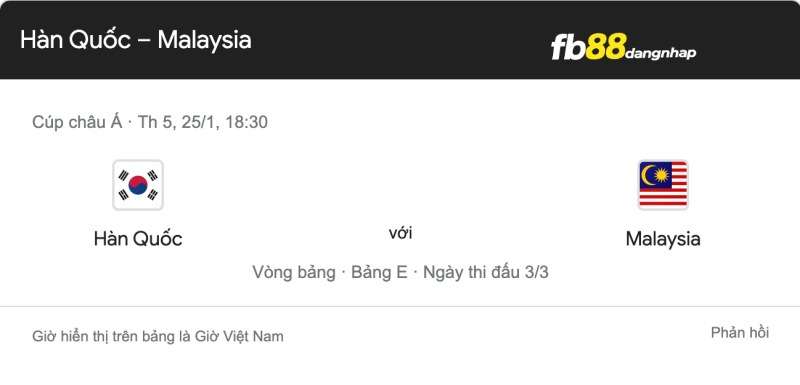 Soi kèo trận đấu Korea vs Malaysia 18h30 ngày 25/01/2024